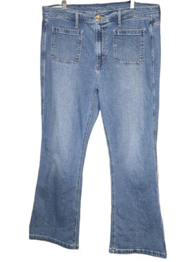 GAP High Rise 70s Flare Jeans Womens 20R Medium Indigo Patch Pocket Denim